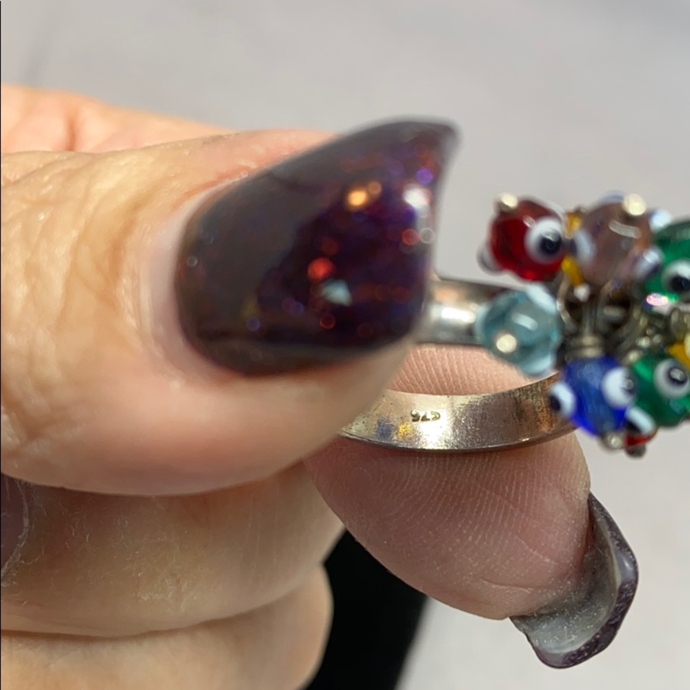 Sterling silver and glass bead ring - Picture 6 of 7